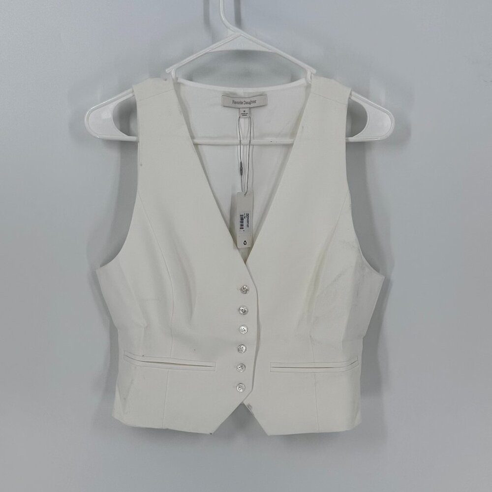 Favorite Daughter White Button-Front Vest